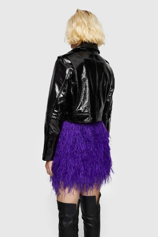 Women Outerwear Rebecca Minkoff Cropped Patent Jett Moto Jacket Black Women Outerwear Rebecca Minkoff Cropped Patent Jett Moto Jacket Black