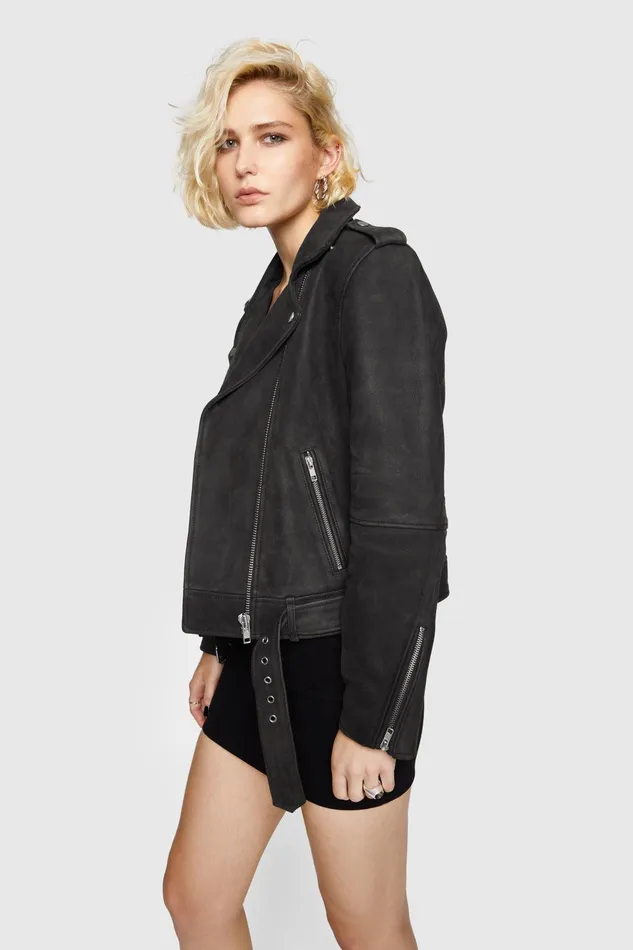 Women Outerwear Rebecca Minkoff Jett Moto Jacket Washed Black Women Outerwear Rebecca Minkoff Jett Moto Jacket Washed Black