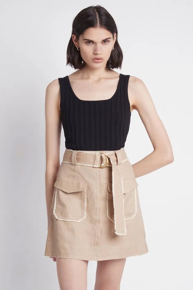Women Overture Ribbed Tank Black Aje Tops