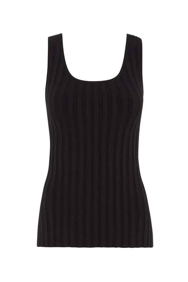 Women Overture Ribbed Tank Black Aje Tops