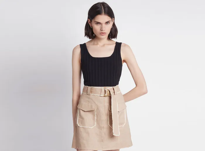 Women Overture Ribbed Tank Black Aje Tops