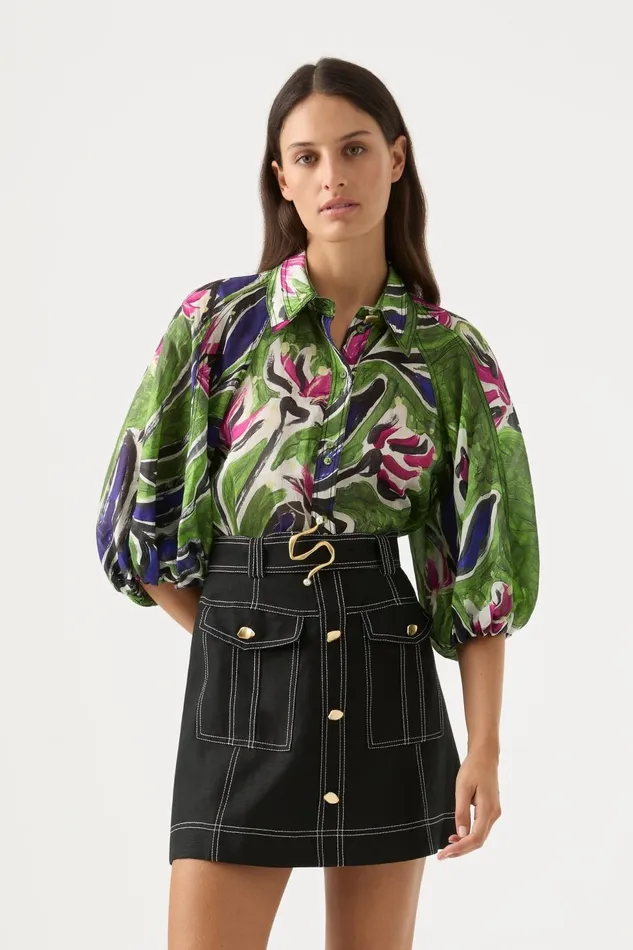 Women Palms Blouse Native Gumnut Floral Aje Tops