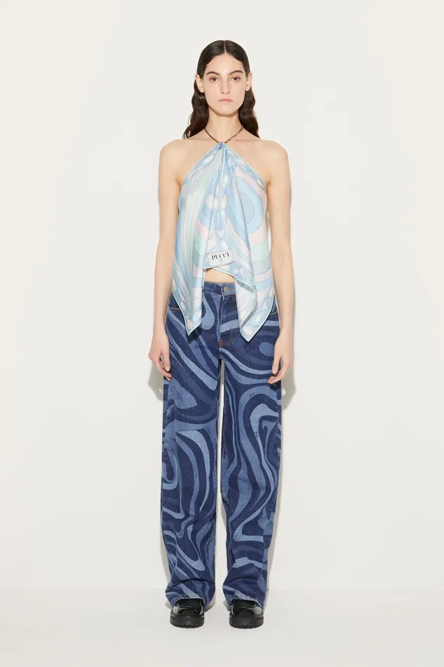 Women Pants And Shorts PUCCI MarmoPrint StraightLeg Jeans