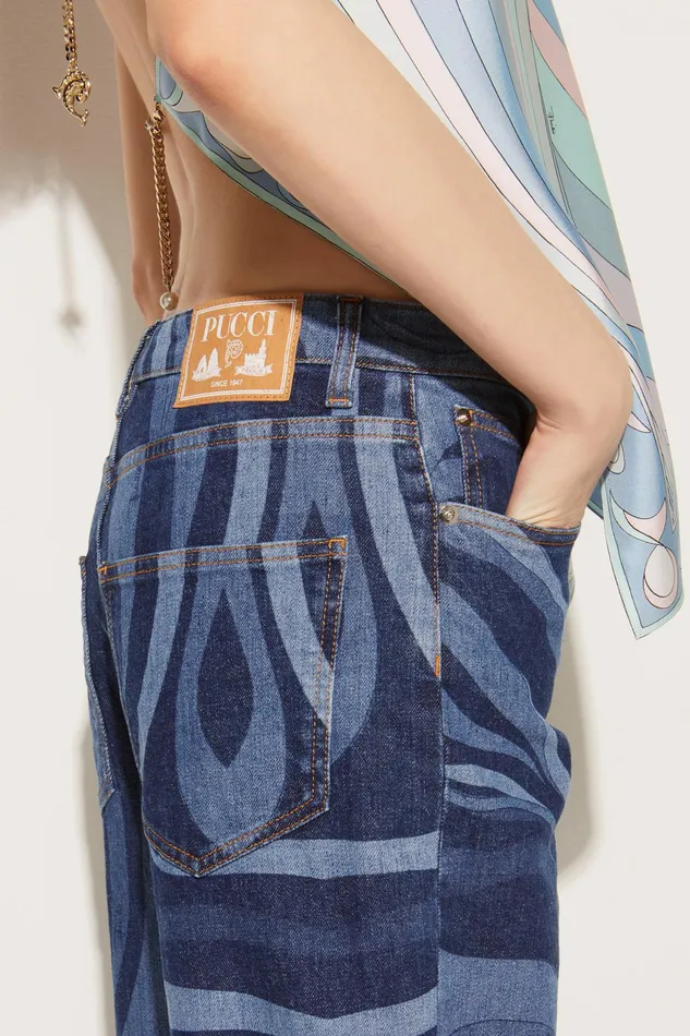 Women Pants And Shorts PUCCI MarmoPrint StraightLeg Jeans