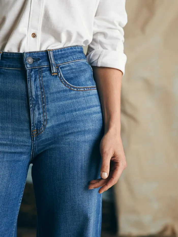 Women Pants Faherty Dream Jean Wide Leg Indigo Coast Wash