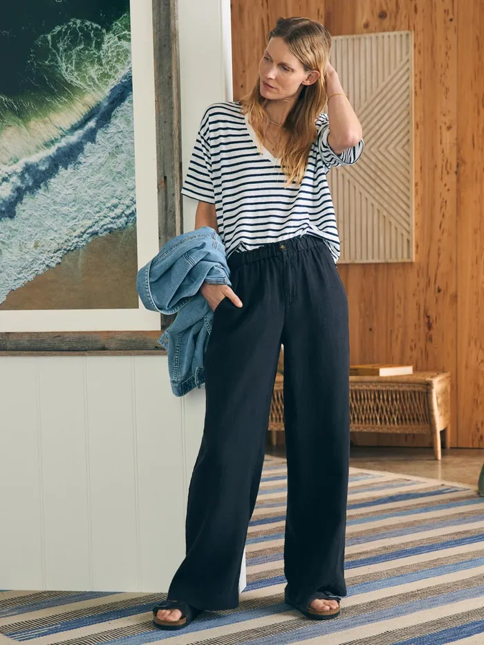 Women Pants Faherty Monterey Linen Pant Moonless Night