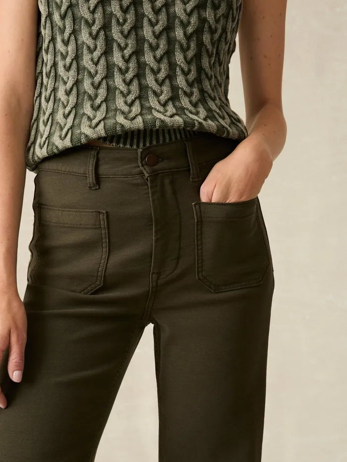 Women Pants Faherty Stretch Terry Patch Pocket Pant Forest Olive
