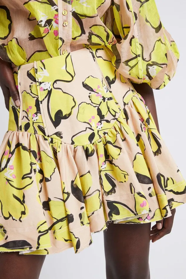 Women Pelicano Citrus Bloom Mini Skirt Citrus Bloom Aje Skirts