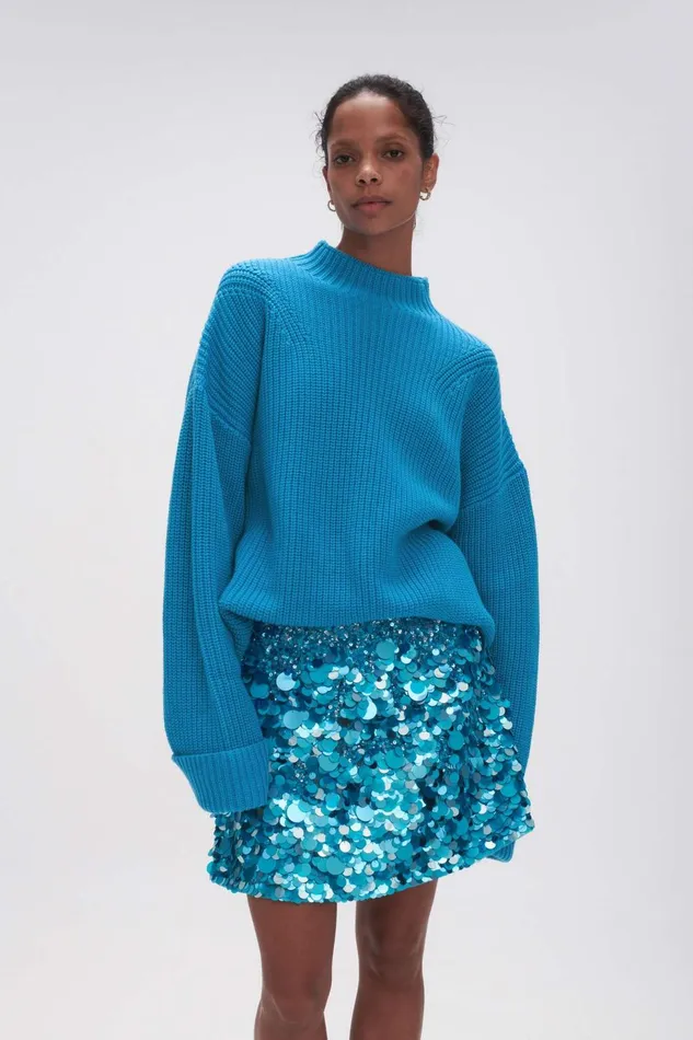 Women Perry Chunky Oversized Jumper Azure Blue Aje Knitwear and Jumpers