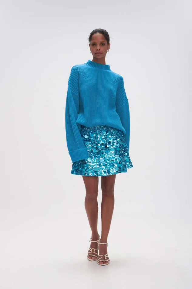 Women Perry Chunky Oversized Jumper Azure Blue Aje Knitwear and Jumpers