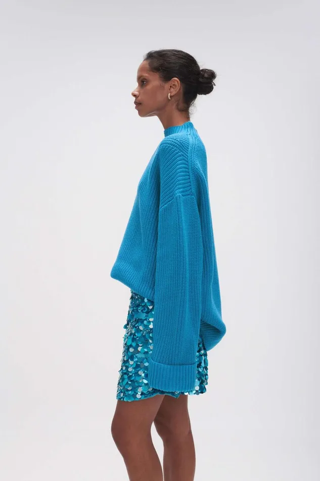 Women Perry Chunky Oversized Jumper Azure Blue Aje Knitwear and Jumpers