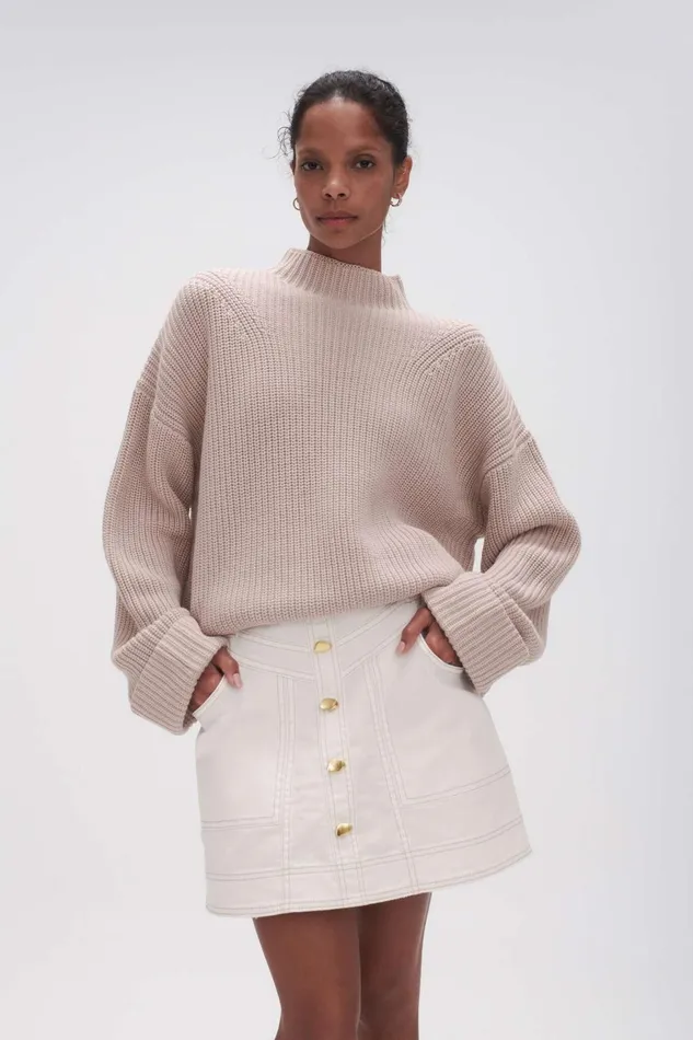 Women Perry Chunky Oversized Jumper Sandstone Beige Aje Knitwear and Jumpers