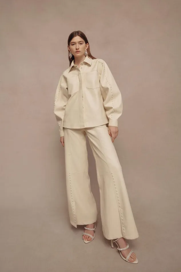 Women Phoebe Wide Leg Pant Sandstone Beige Aje Pants