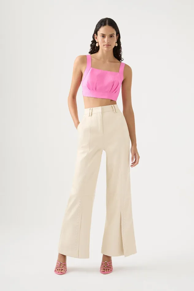 Women Phoebe Wide Leg Pant Sandstone Beige Aje Pants