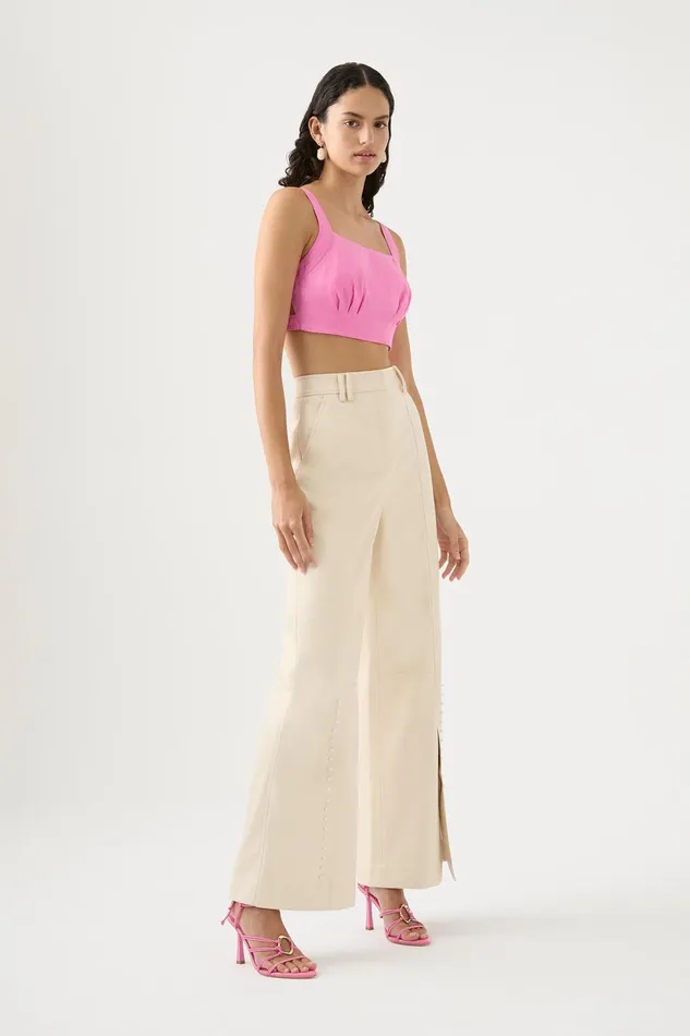 Women Phoebe Wide Leg Pant Sandstone Beige Aje Pants
