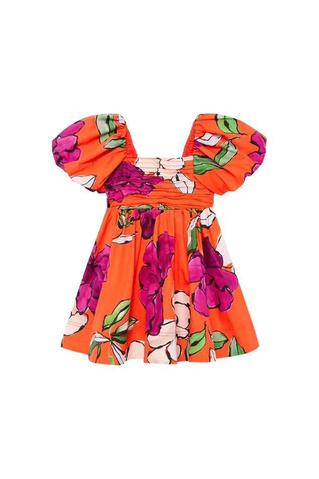 Women Piper Kids Puff Sleeve Dress Vivid Camellia Aje Kids