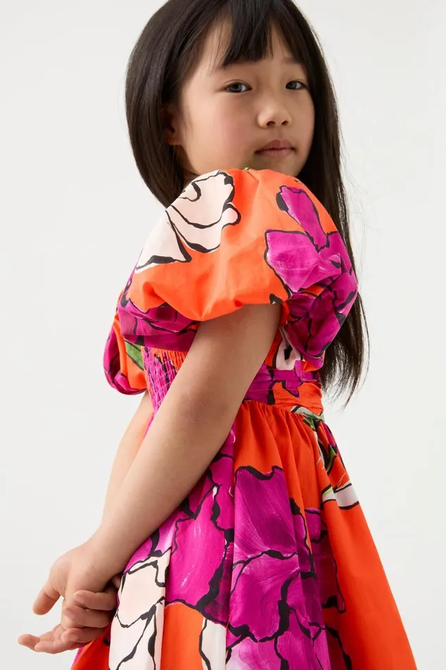 Women Piper Kids Puff Sleeve Dress Vivid Camellia Aje Kids
