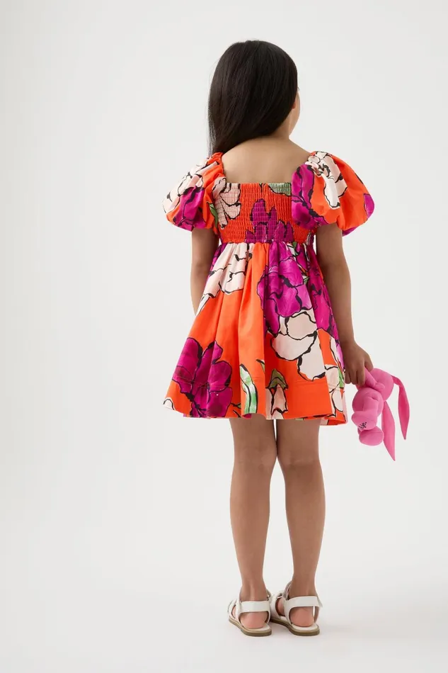 Women Piper Kids Puff Sleeve Dress Vivid Camellia Aje Kids