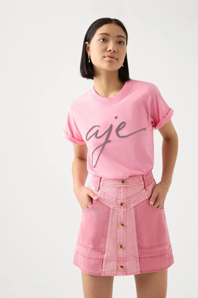 Women Pippa Embellished Tee Ballet Pinksilver Aje Tees