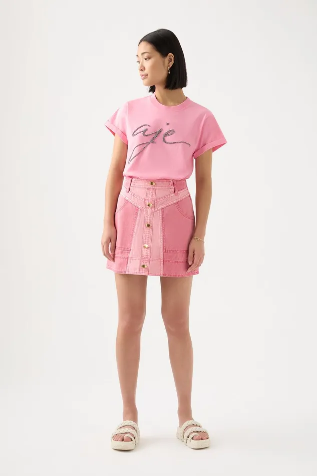 Women Pippa Embellished Tee Ballet Pinksilver Aje Tees