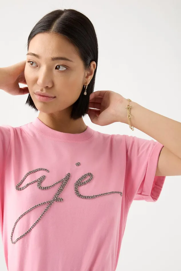 Women Pippa Embellished Tee Ballet Pinksilver Aje Tees
