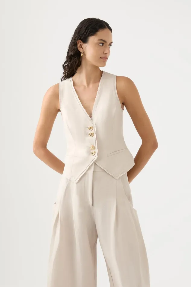 Women Primrose Tailored Vest Sandstone Beige Aje Blazers Jackets and Coats