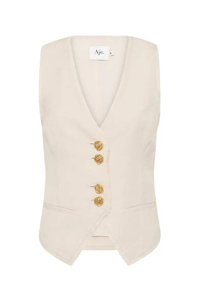 Women Primrose Tailored Vest Sandstone Beige Aje Blazers Jackets and Coats