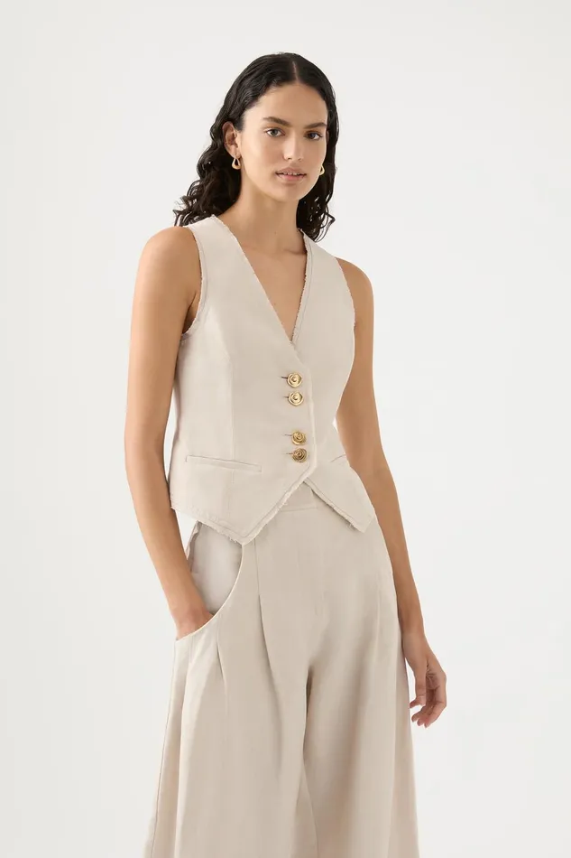 Women Primrose Tailored Vest Sandstone Beige Aje Blazers Jackets and Coats