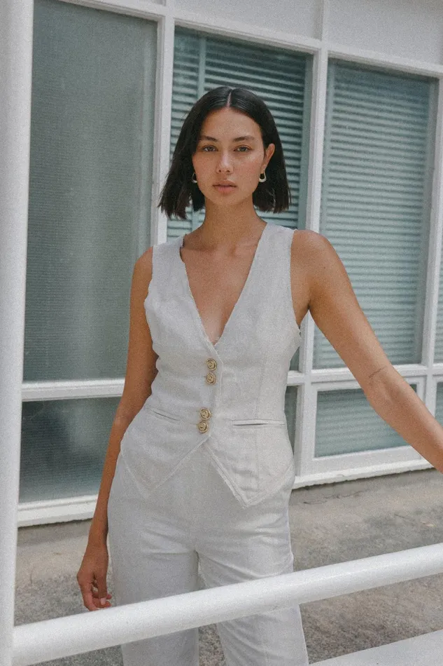 Women Primrose Tailored Vest Sandstone Beige Aje Blazers Jackets and Coats