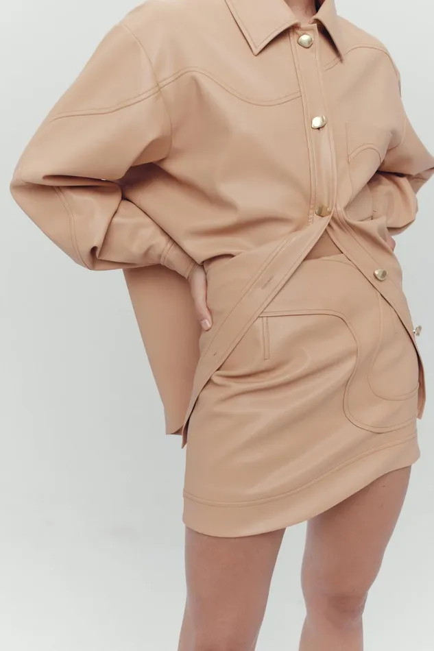 Women Priscilla Scalloped Mini Skirt Sand Beige Aje Skirts
