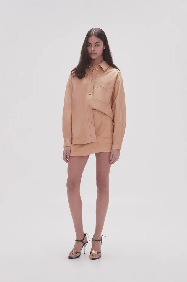 Women Priscilla Scalloped Mini Skirt Sand Beige Aje Skirts