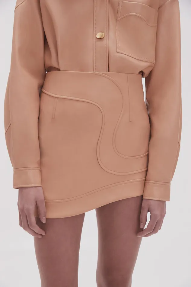 Women Priscilla Scalloped Mini Skirt Sand Beige Aje Skirts