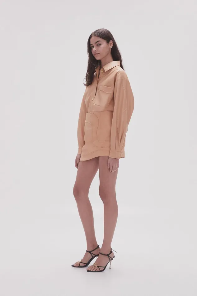 Women Priscilla Scalloped Mini Skirt Sand Beige Aje Skirts