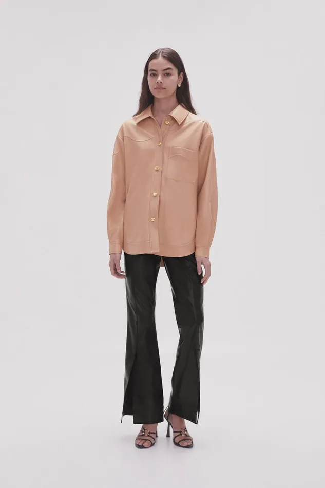 Women Priscilla Scalloped Shacket Sand Beige Aje Tops