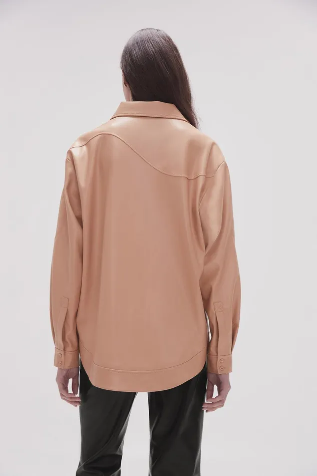 Women Priscilla Scalloped Shacket Sand Beige Aje Tops
