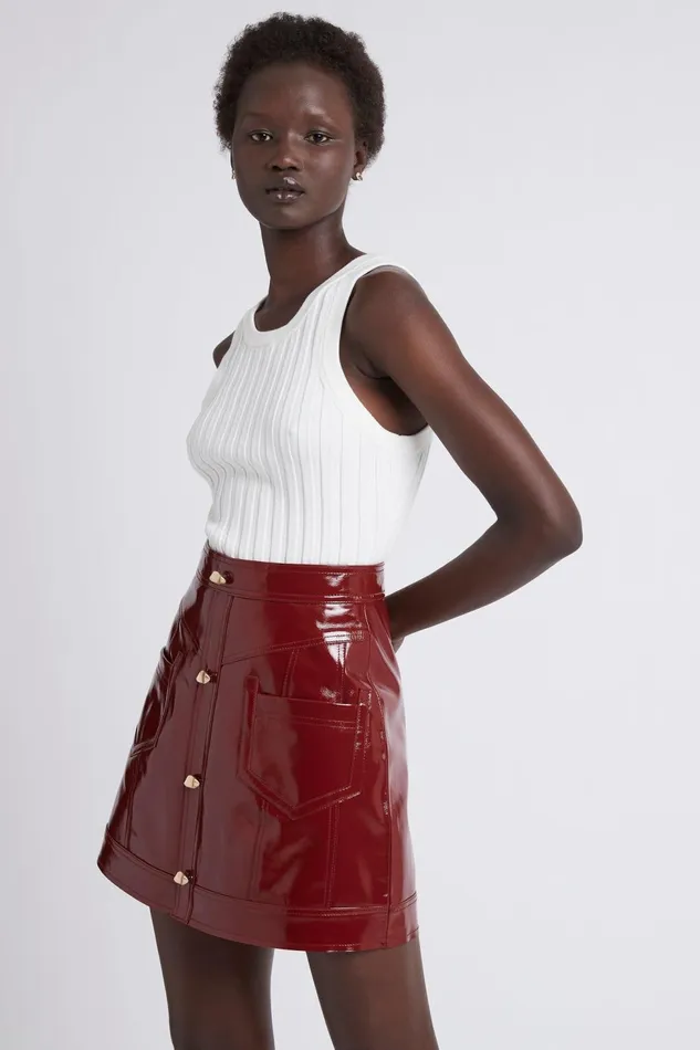 Women Promenade Leather Pocket Skirt Russet Brown Aje Skirts