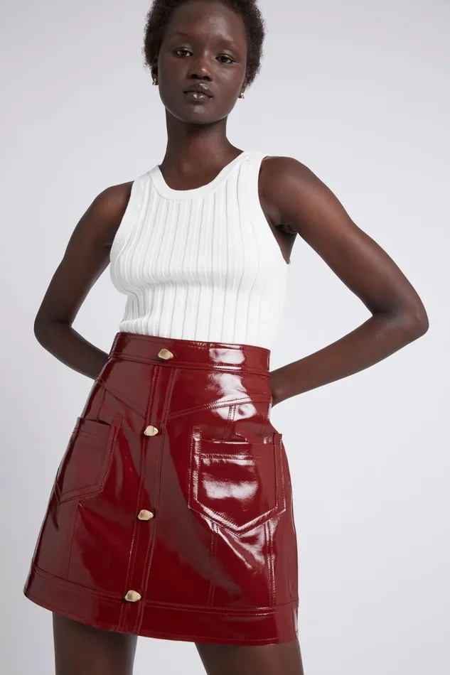Women Promenade Leather Pocket Skirt Russet Brown Aje Skirts