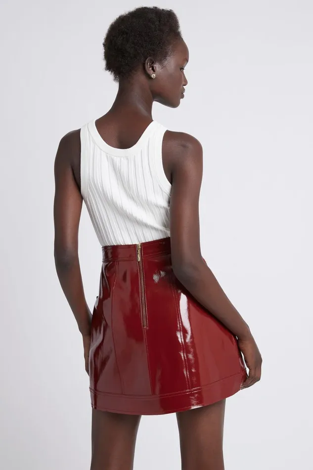 Women Promenade Leather Pocket Skirt Russet Brown Aje Skirts