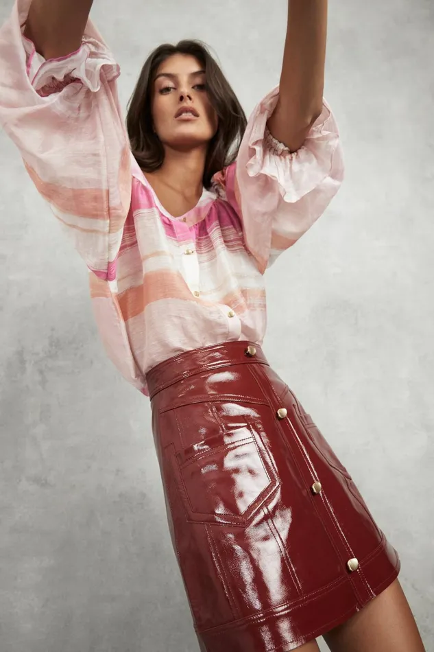 Women Promenade Leather Pocket Skirt Russet Brown Aje Skirts
