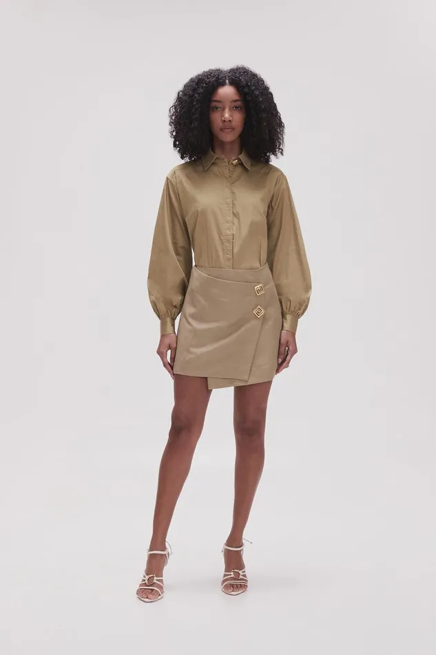 Women Realm Wrap Front Mini Skirt Desert Khaki Aje Skirts