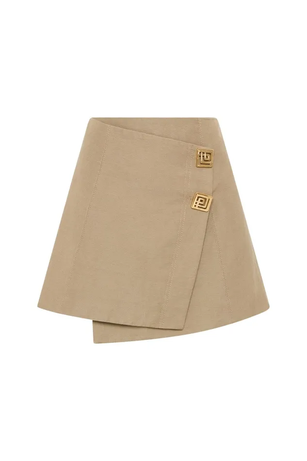Women Realm Wrap Front Mini Skirt Desert Khaki Aje Skirts