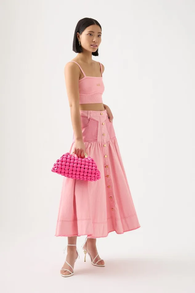 Women Ream Braided Crop Top Ballet Pink Aje Body and Crepe Knit