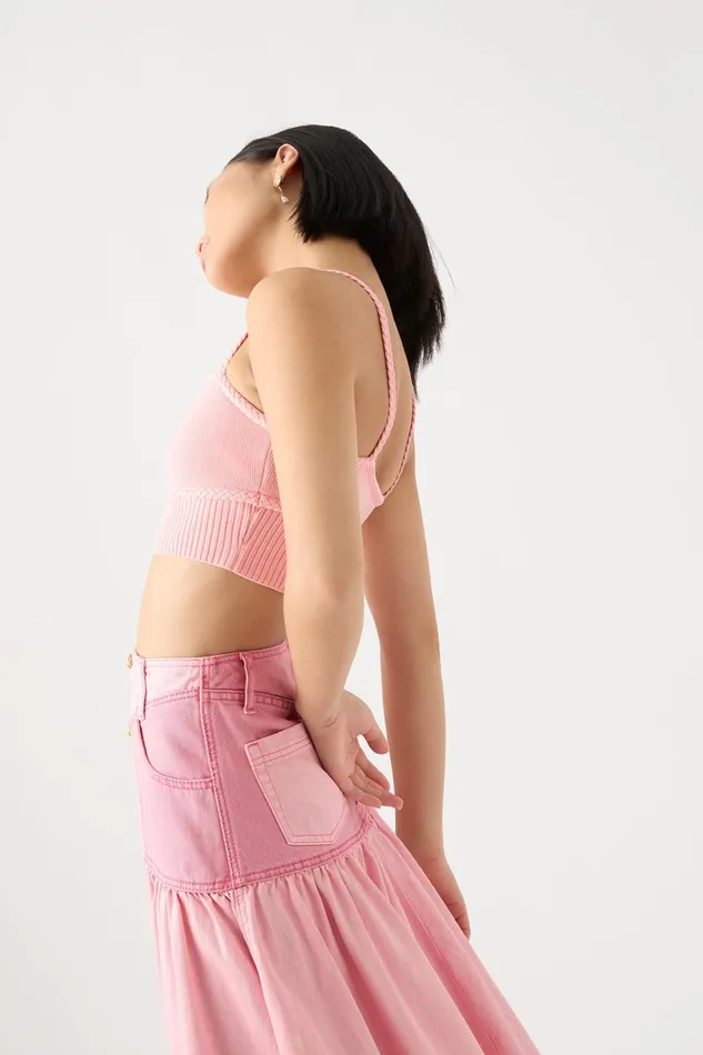 Women Ream Braided Crop Top Ballet Pink Aje Body and Crepe Knit