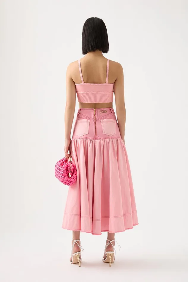 Women Ream Braided Crop Top Ballet Pink Aje Body and Crepe Knit
