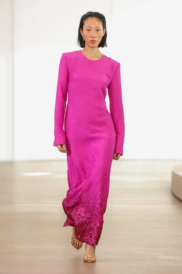 Women Reflection Sequin Maxi Dress Deep Magenta Aje Dresses
