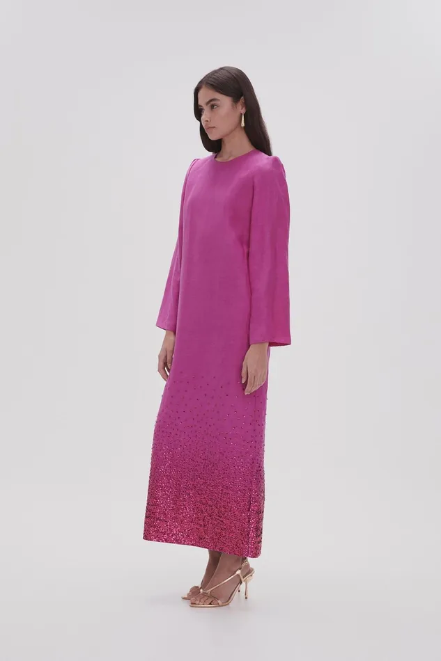 Women Reflection Sequin Maxi Dress Deep Magenta Aje Dresses