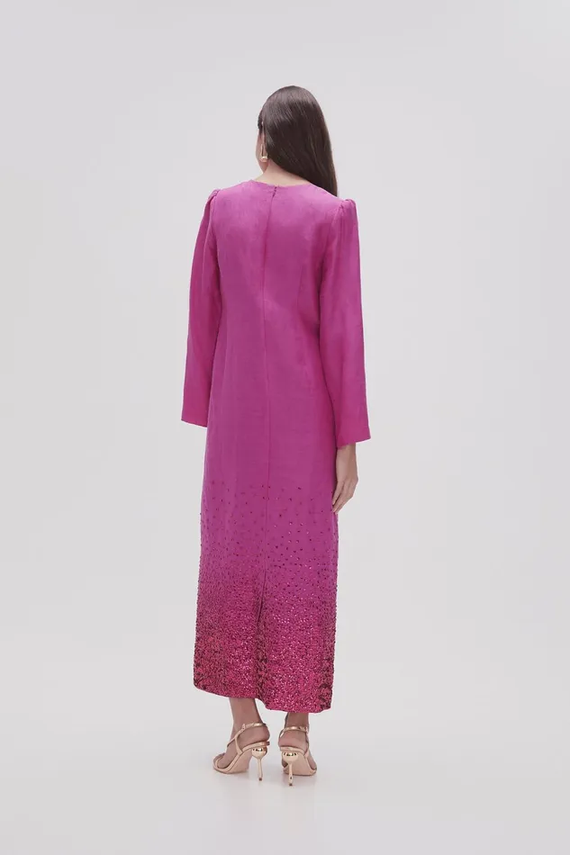 Women Reflection Sequin Maxi Dress Deep Magenta Aje Dresses