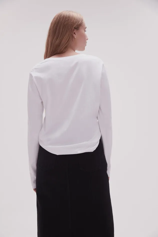 Women Remi Long Sleeve Logo Tee Whiteblack Logo Aje Tees