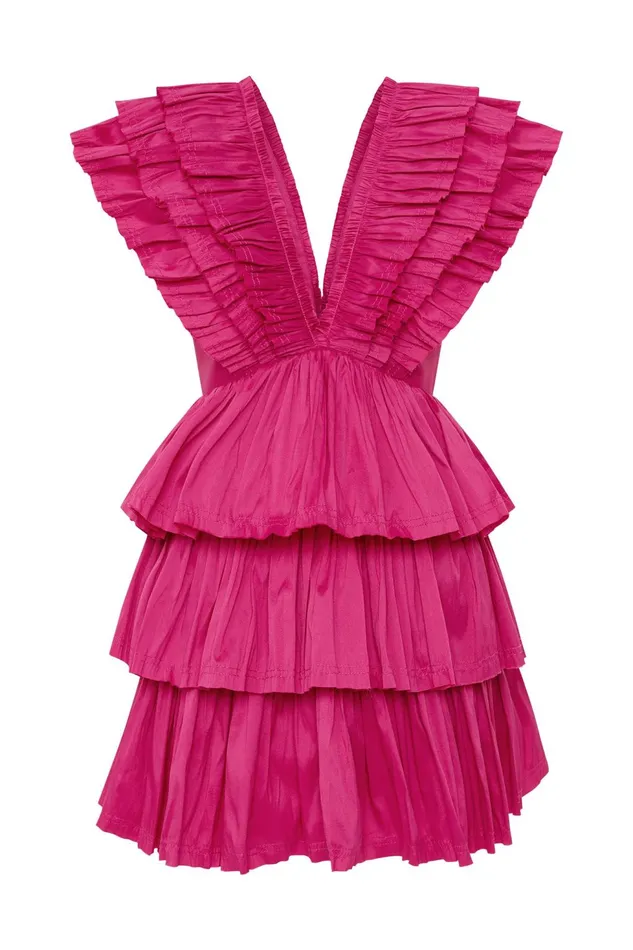 Women Rhythmic Frilled Mini Dress Fuchsia Aje Dresses