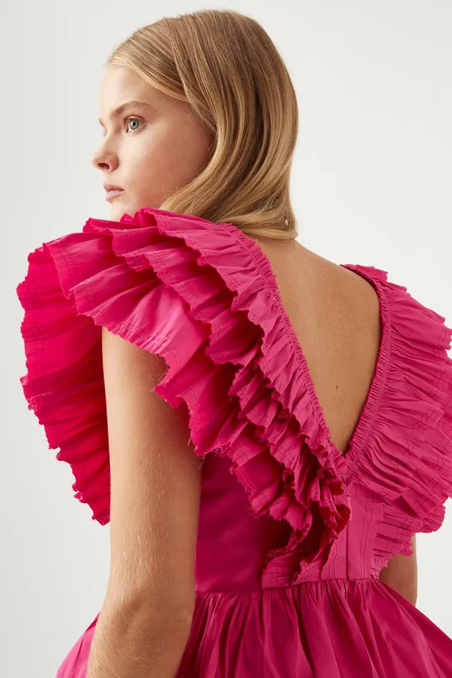 Women Rhythmic Frilled Mini Dress Fuchsia Aje Dresses